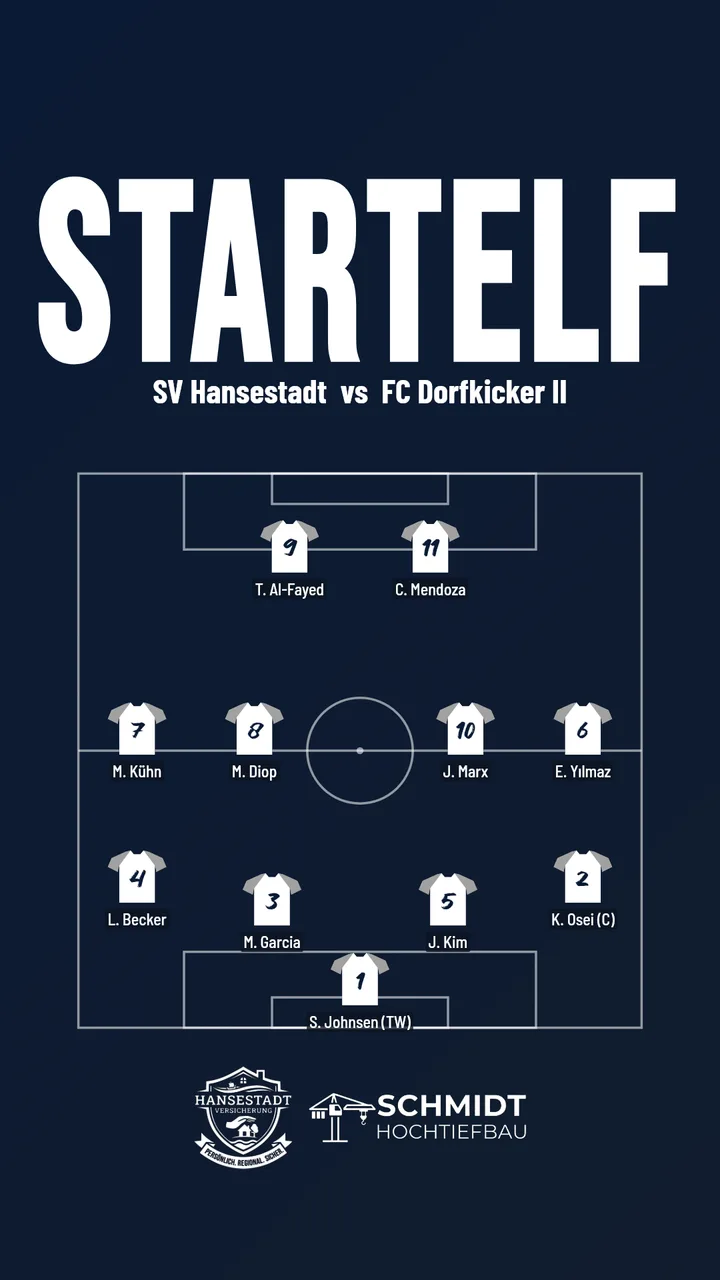 Aufstellung-Vorlage: die Startelf als Grafik – Beispiel 2 als Instagram-Story (9:16)